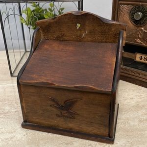Vintage wooden Matchbook or Mailbox box with Eagle
